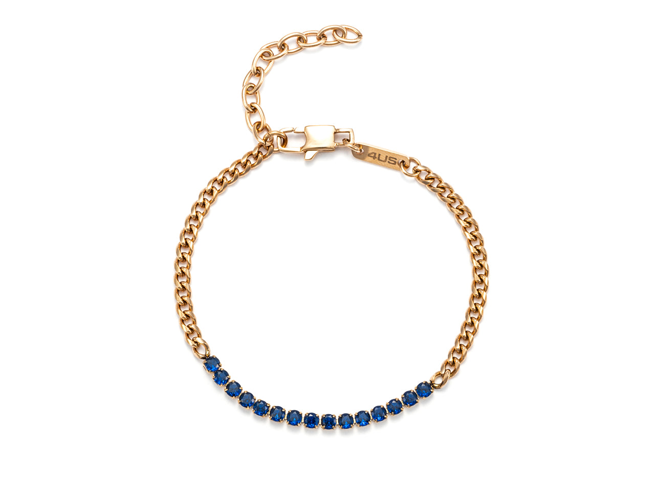 Bracciale Uomo 4US Cesare Paciotti Tennis Catena Acciaio Rosè Zirconi Blu 4UBR5604