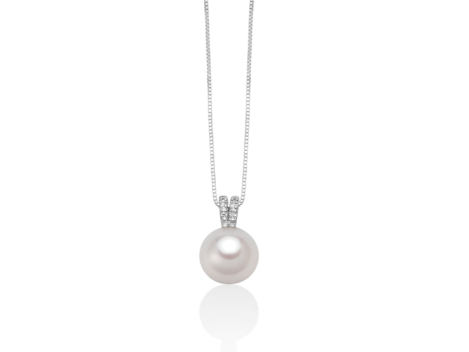 Collana Donna Miluna Girocollo Oro Bianco 18 KT Perla 8-8,5 mm Diamanti PCL5524