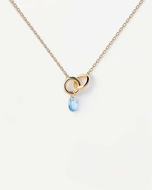Collana Donna PDPaola Argento Dorato 925 Zircone Blu Cielo CO01-842-U