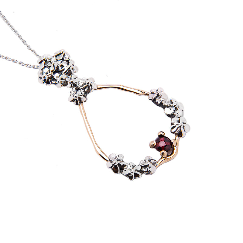 Collana Donna Nemoris Argento 925 Bronzo Rosè Goccia Pietra Rossa Bouquet BCF17