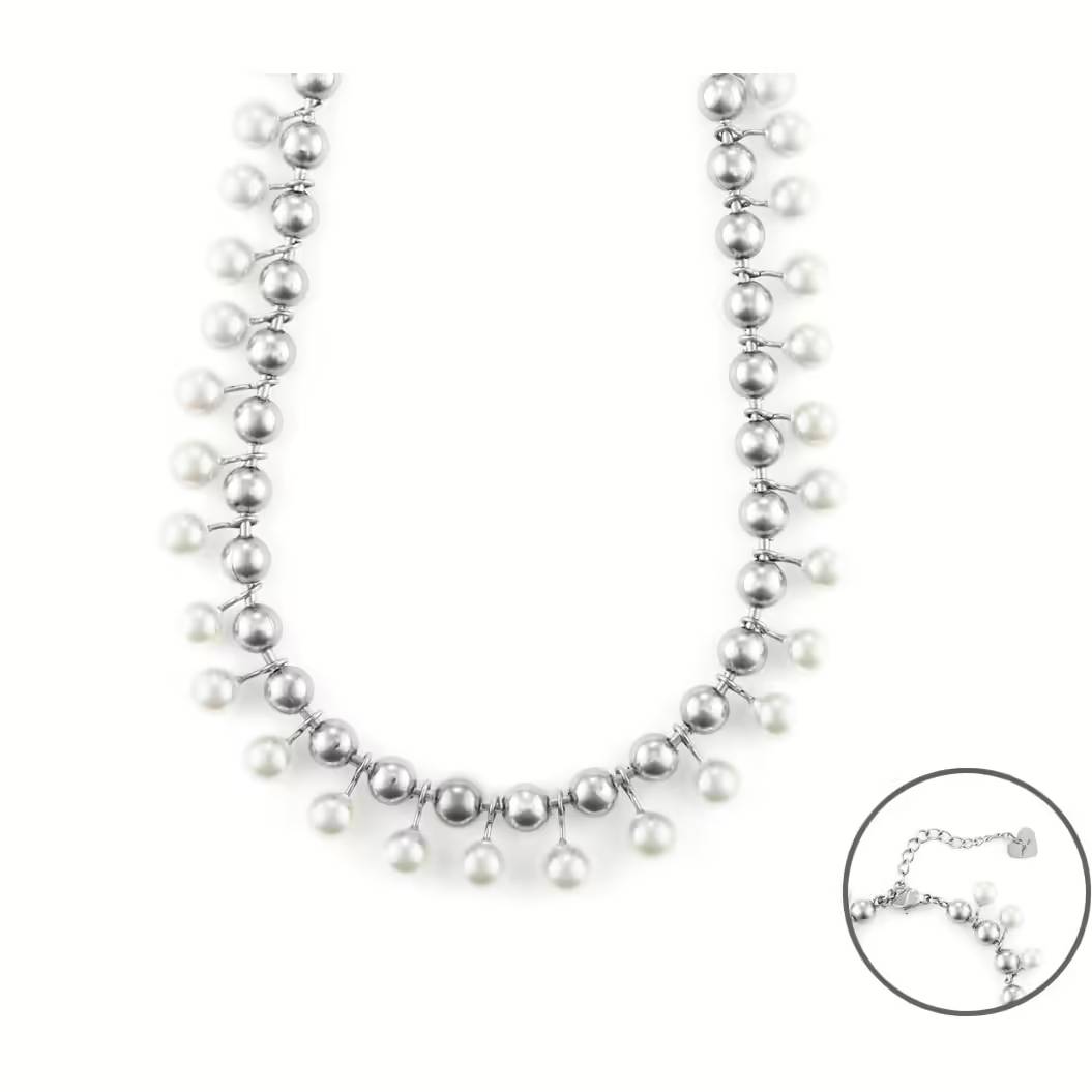 Collana Donna Acciaio girocollo 4US Cesare Paciotti  Perle 4UCL6476W
