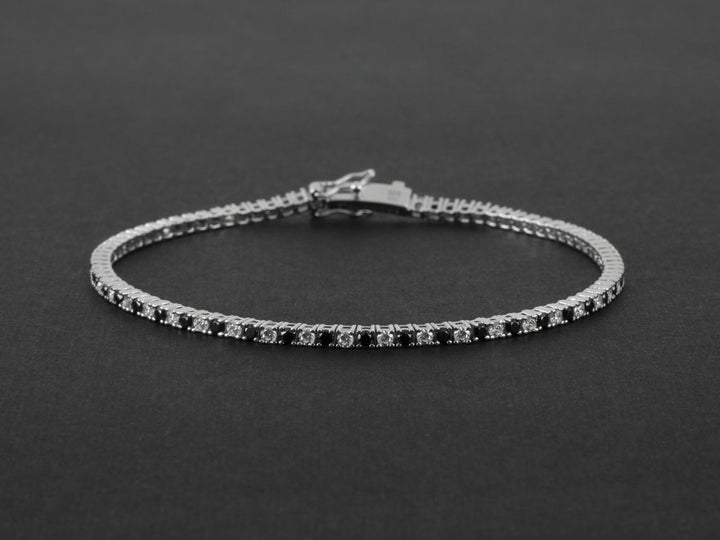 Bracciale Uomo Cesare Paciotti Tennis Argento 925 Zirconi Bianchi Neri JPBR2482B/19