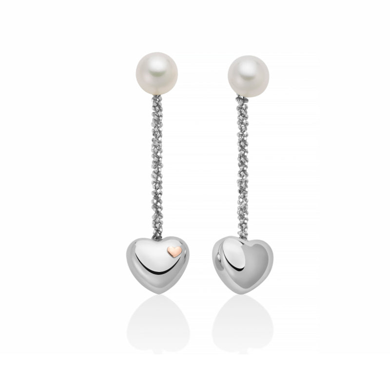 Orecchini Donna Miluna Argento 925 Miss Italia Perle Bianche Cuore Liscio PER2678
