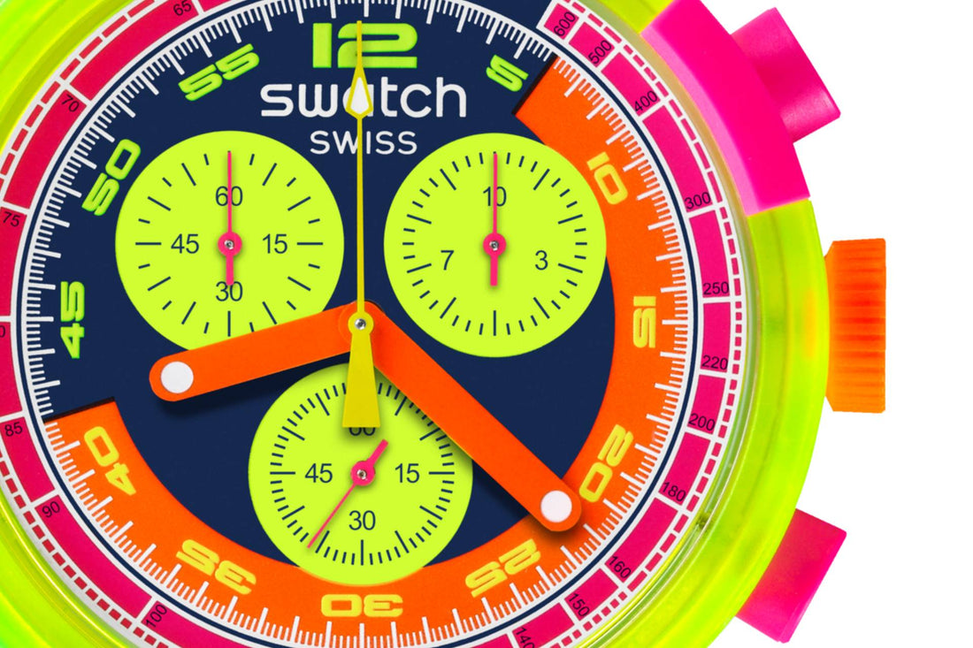 Orologio Uomo Swatch Neon To The Max Quarzo Cronografo Multicolore SB06J100