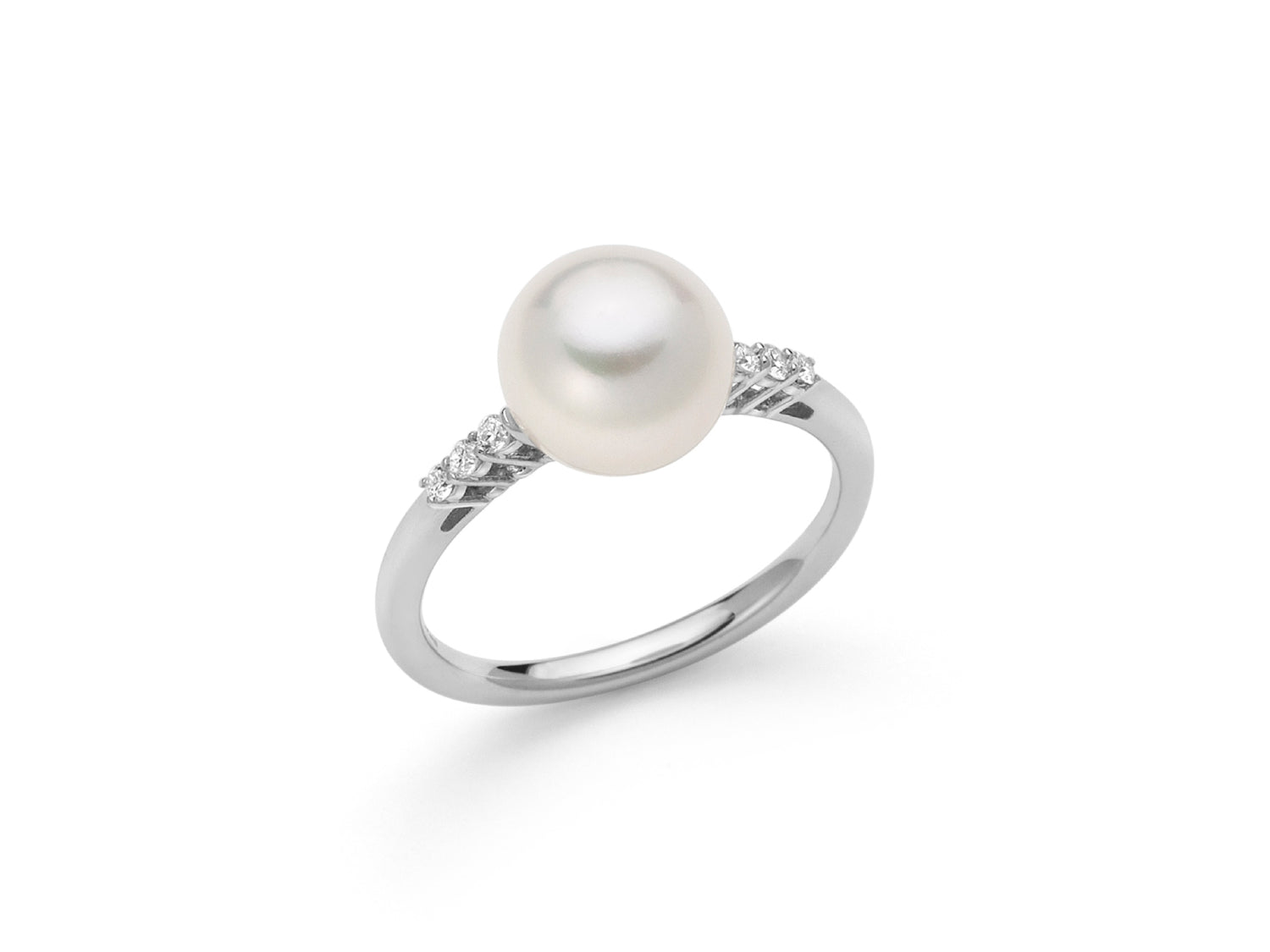 Anello Donna Miluna Oro Bianco 750 Solitario Perla 8,5-9 mm Diamanti 0,09 CT PL1659