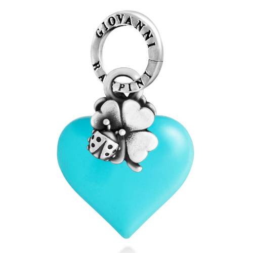 Charm Donna Giovanni Raspini Argento 925 Cuore Lucky Azzurro 12468