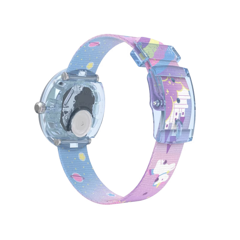 Orologio Bambina Swatch Flik Flak Cuddly Unicorn Quarzo Solo Tempo Rosa FBNP213