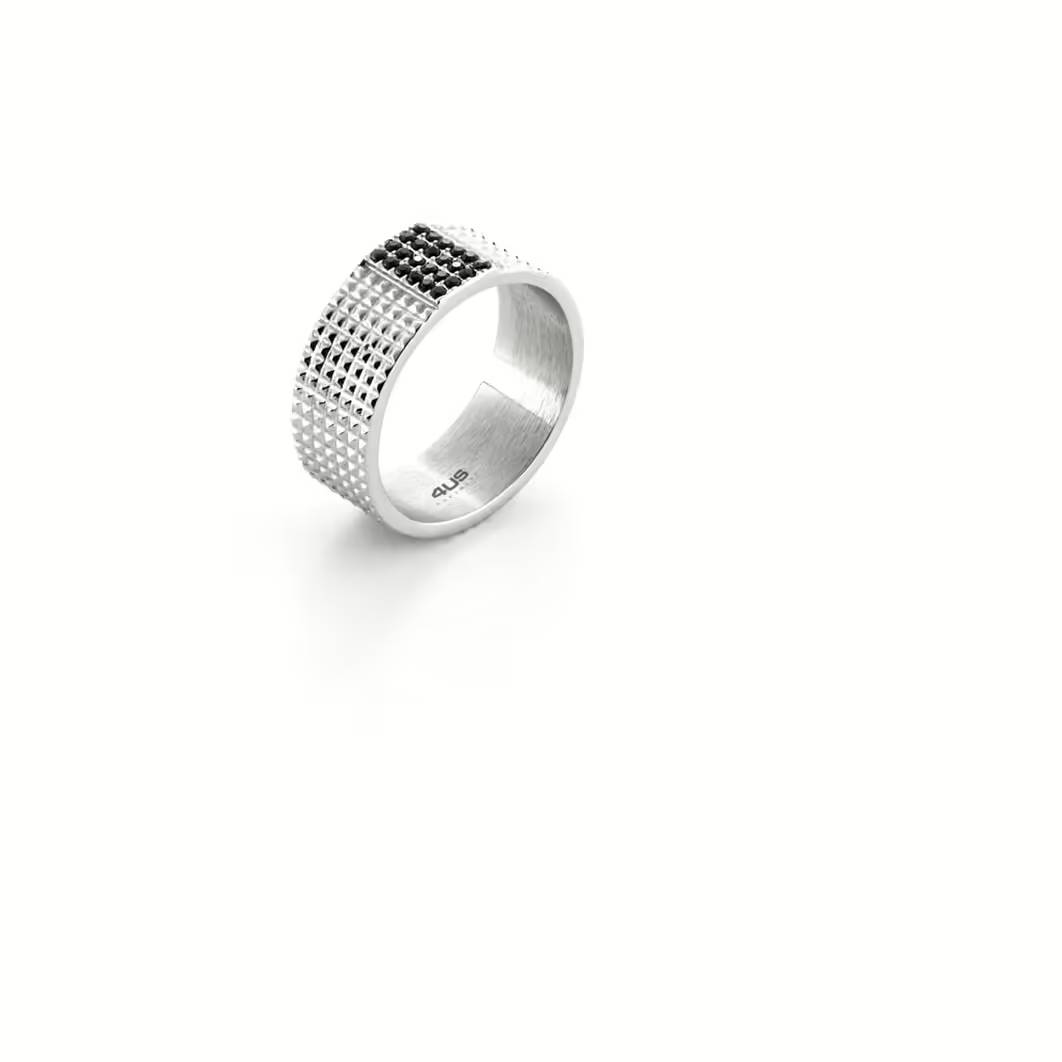 Anello Uomo 4US Cesare Paciotti Acciaio Zirconi Neri  4UAN6361-26