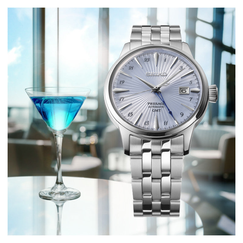 Orologio Uomo Seiko Presage Cocktail Sky Diving Azzurro GMT SSK037J1