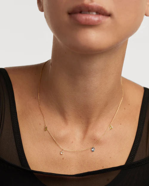 Collana Donna PDPaola Argento Dorato 925 Zircone Verde Blu CO01-866-U