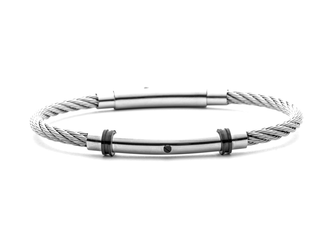 Bracciale Uomo 4US Cesare Paciotti Acciaio Intrecciato Rigido Cilindro 4UBR5648