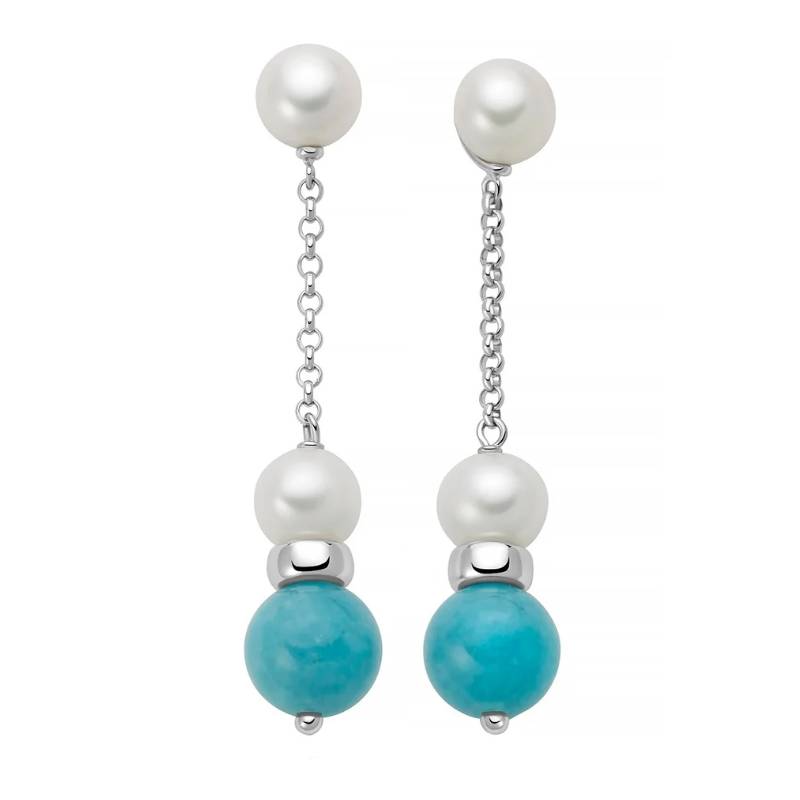 Orecchini Donna Miluna Argento 925 I Segreti Della Natura Perle Bianche Giada Azzurra PER2844