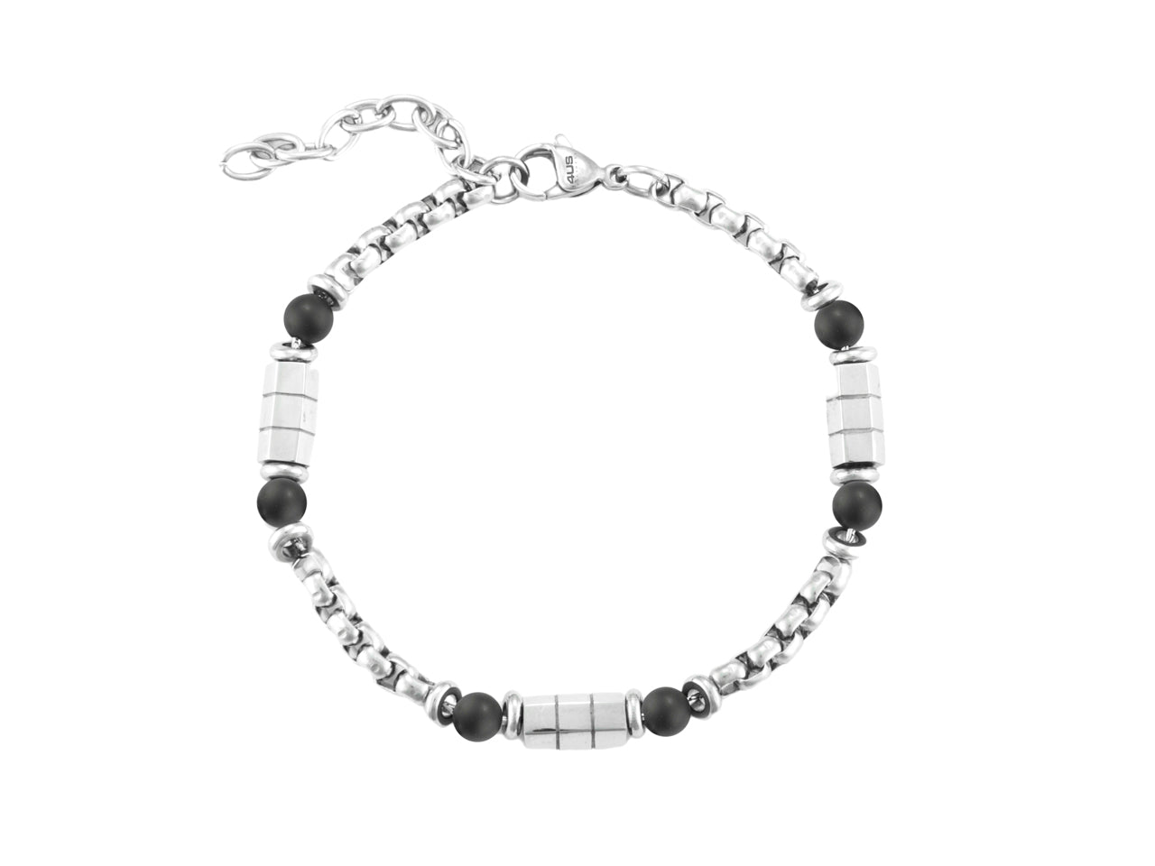 Bracciale Uomo 4US Cesare Paciotti Acciaio e Biglie Onice Nero 4UBR7011
