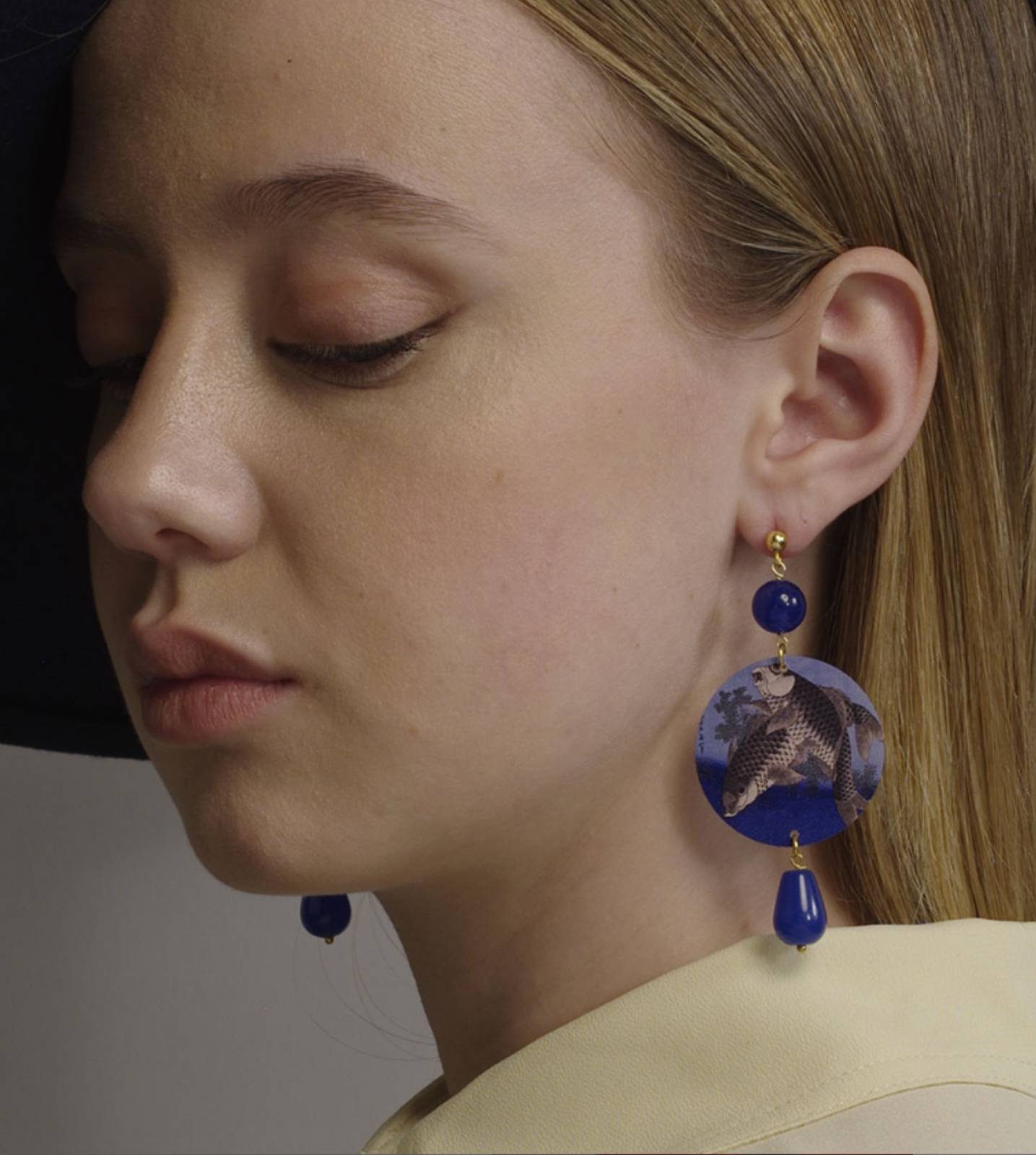 Orecchini Donna Lebole The Circle Fiori Azzurri Blu Schiacciati D/OR.286