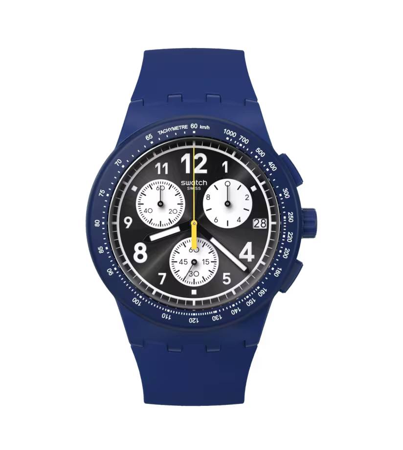 Orologio Unisex Swatch Nothing Basic About Blue Quarzo Cronografo Data SUSN418