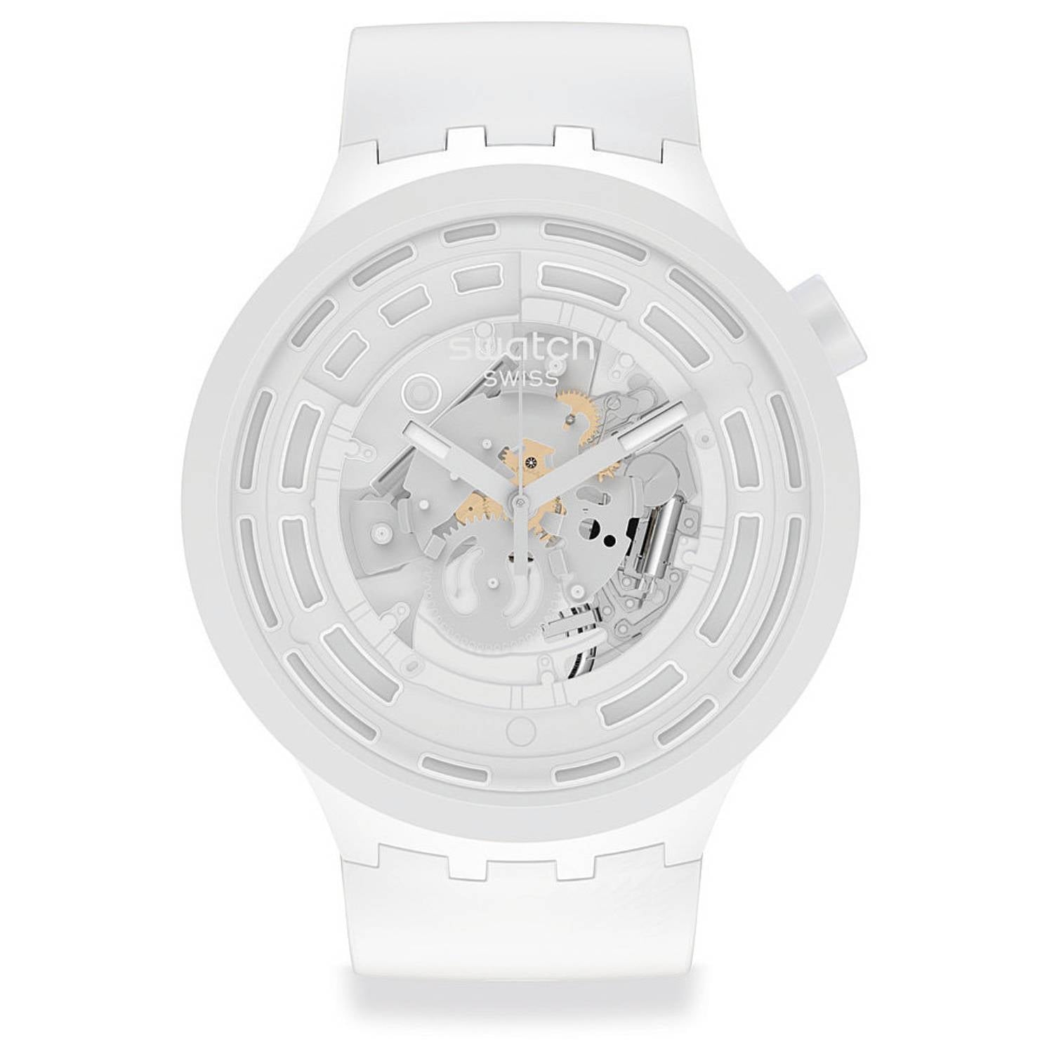 Orologio Uomo Swatch Gomma Quarzo Solo Tempo Bioceramic Scheletrato SB03W100