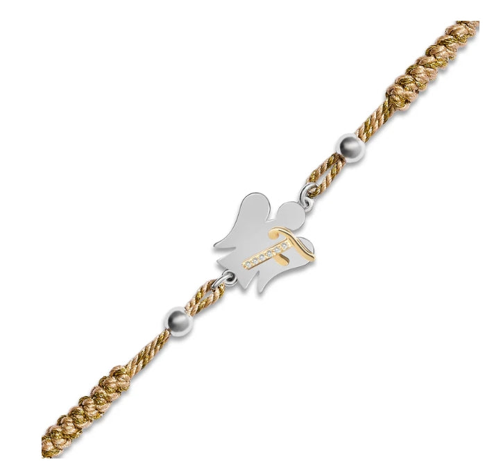 Bracciale Donna Argento 925 Roberto Giannotti Cordino con Angelo e lettera F