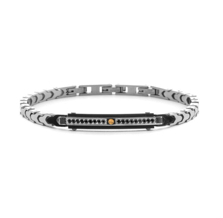 Bracciale Uomo 4US Cesare Paciotti Acciaio e Dettaglio Oro 18kt Spinelli Neri 4UBR8293
