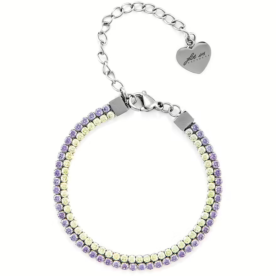 Bracciale Tennis Donna 4US Cesare Paciotti Acciaio Zirconi Lime Violetto 4UBR6333W