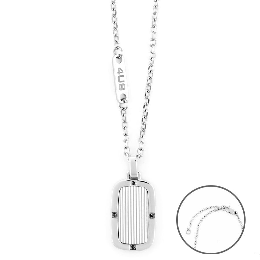 Collana Uomo 4US Cesare Paciotti Acciaio Lucido Catena Targhetta 4UCL6125