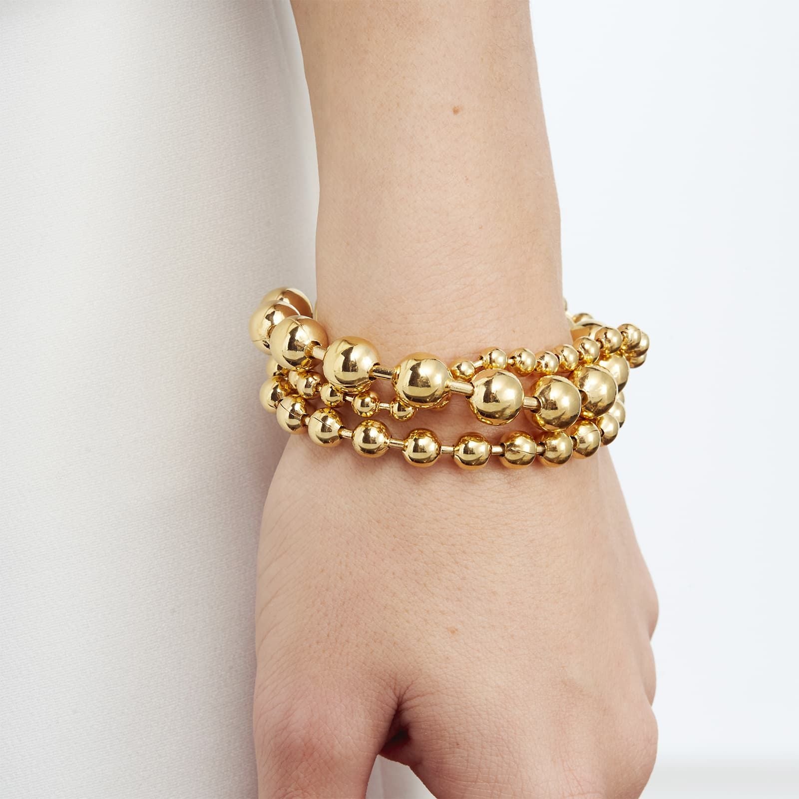 Bracciale Donna Unoaerre Bronzo Dorato Maglia Tre Fili Biglie Varie Misure 520652
