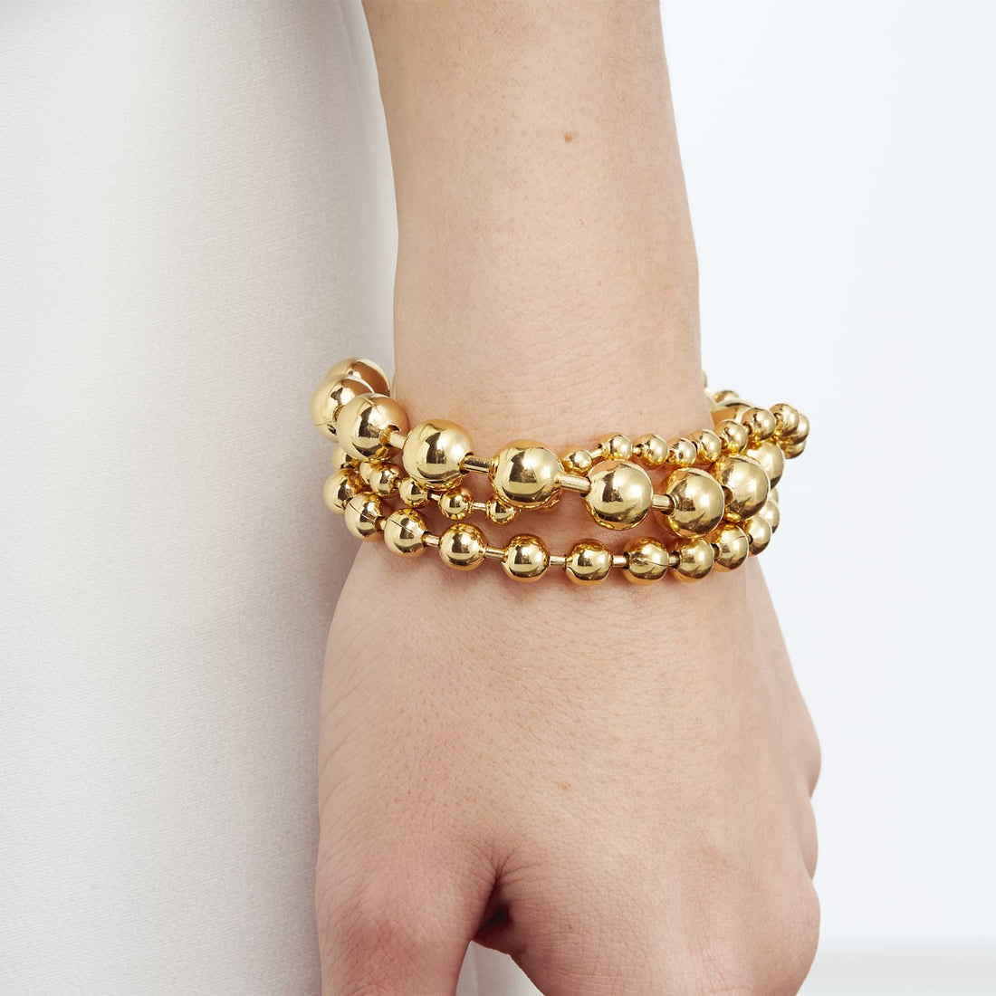 Bracciale Donna Unoaerre Bronzo Dorato Maglia Tre Fili Biglie Varie Misure 520652