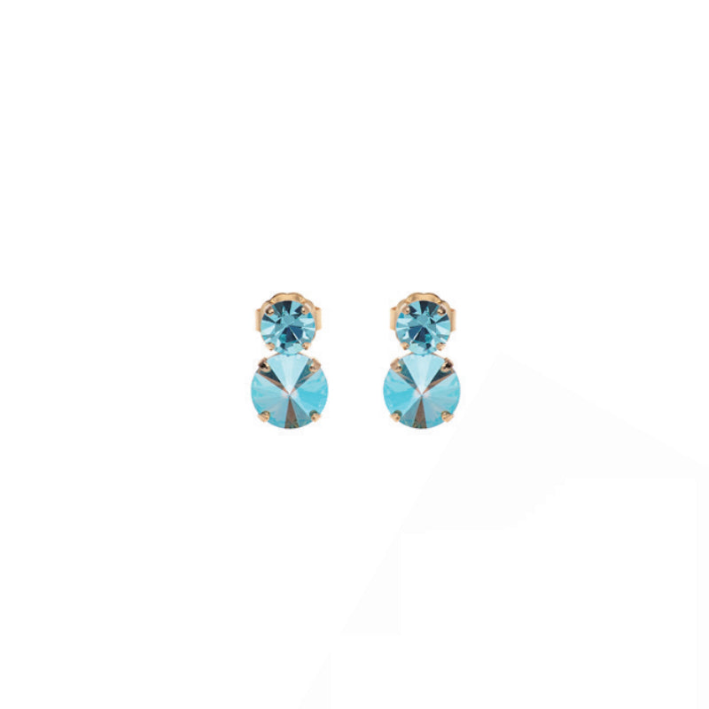 Orecchini Donna Ottaviani Bronzo Dorato Zirconi Blu Tondi 500939O