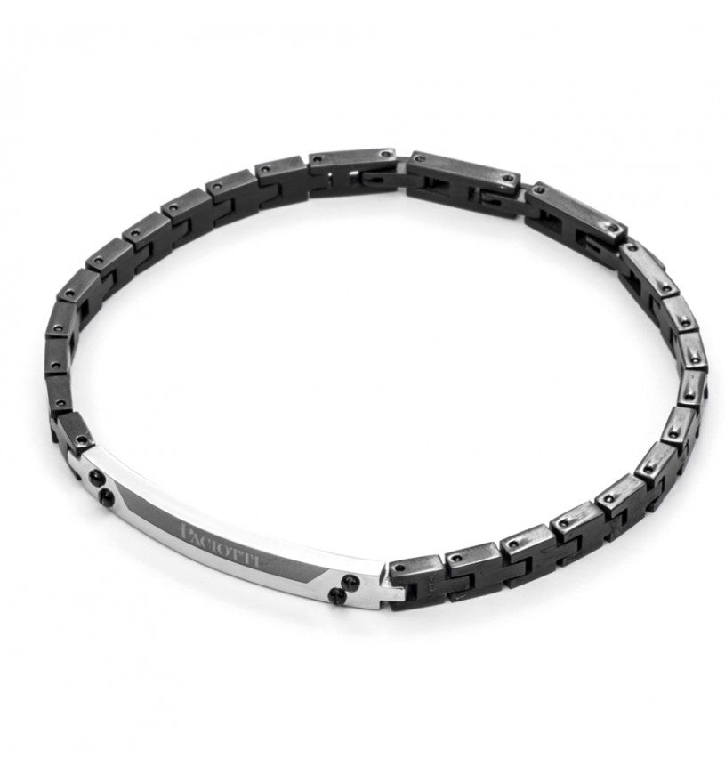 Bracciale Uomo 4US Cesare Paciotti Acciaio in pvd Nero Centrale Logato 4UBR5120