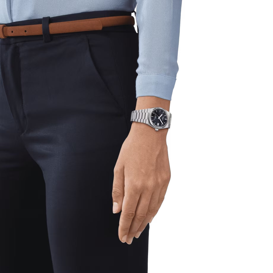 Orologio Unisex Tissot Acciaio Prx 35 mm Blu Powermatic 80 Data T1372071104100
