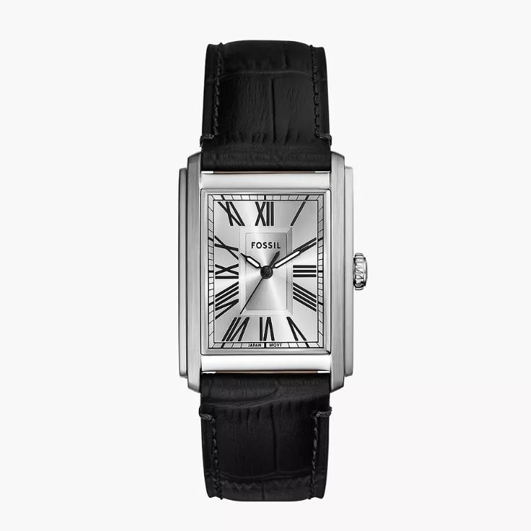 Orologio Uomo Fossil Carraway Quarzo Solo Tempo Acciaio Pelle Nero Numeri Romani FS6078