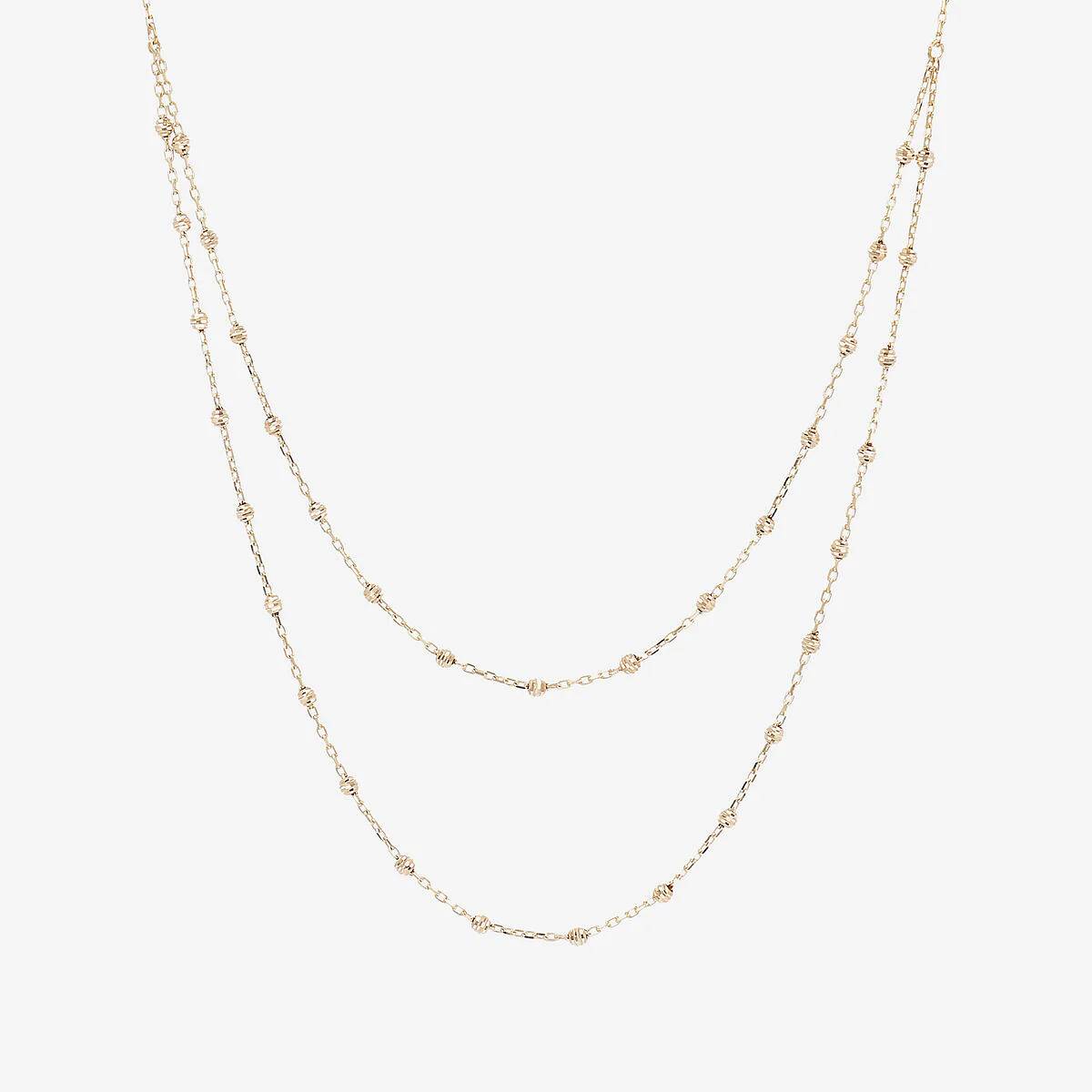 Collana Donna Milor Gold 9 KT Catena Due Fili Biglie Sfacettate WSGD90302.YG