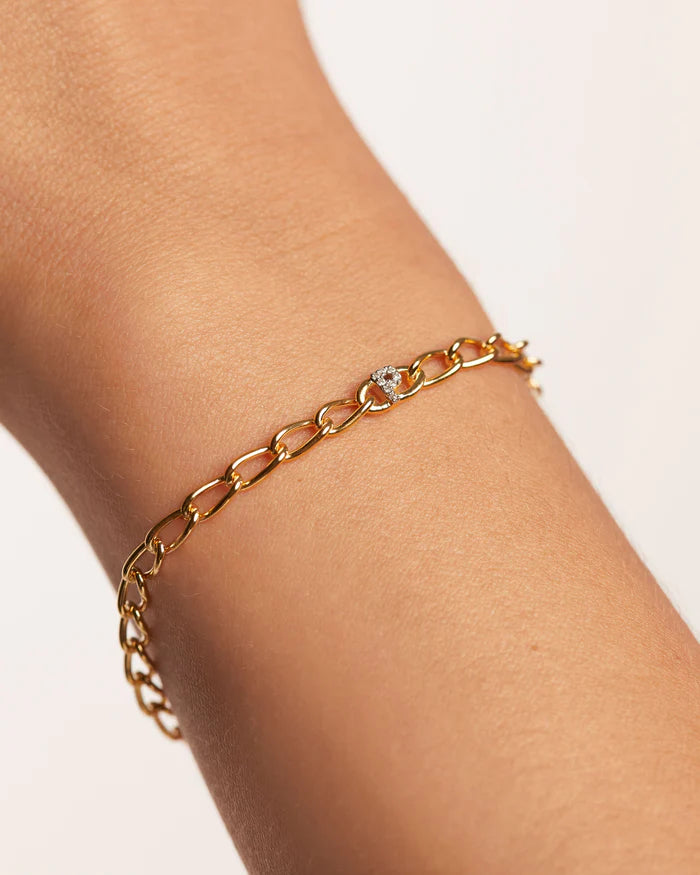 Bracciale Donna PDPaola Argento 925 Dorato Catena Iniziale P Zirconi PU01-553-U