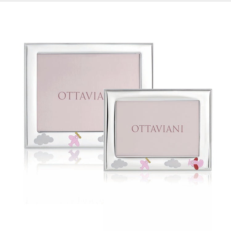 Portafoto Ottaviani Argento 999 Nascita Bimba Aereoplano 10x15 7021BR