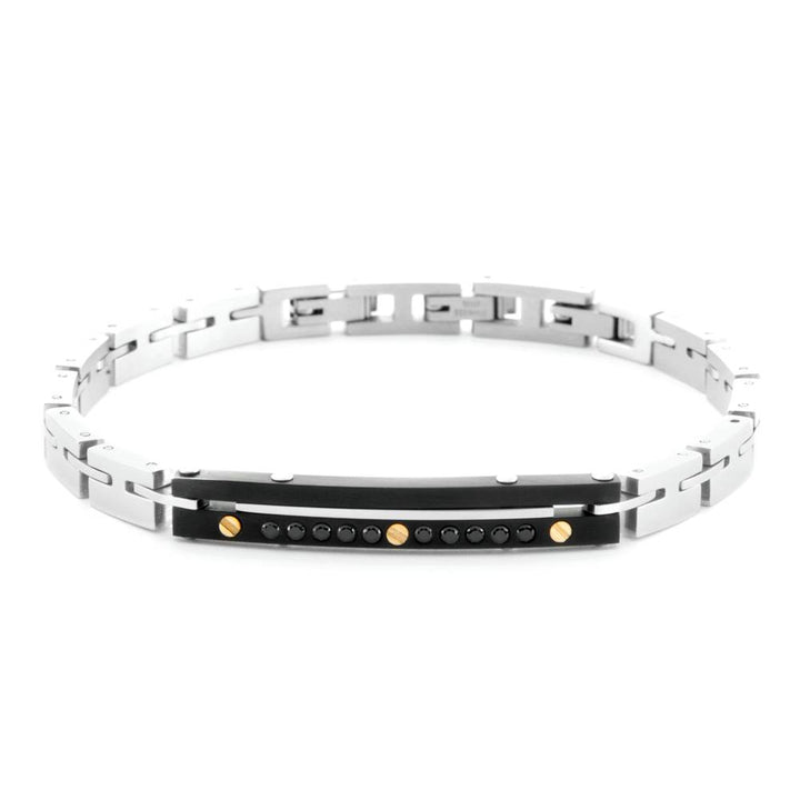 Bracciale Uomo 4US Cesare Paciotti Acciaio Acciaio Nero Dettaglio Oro 18kt Spinello Nero 4UBR6949