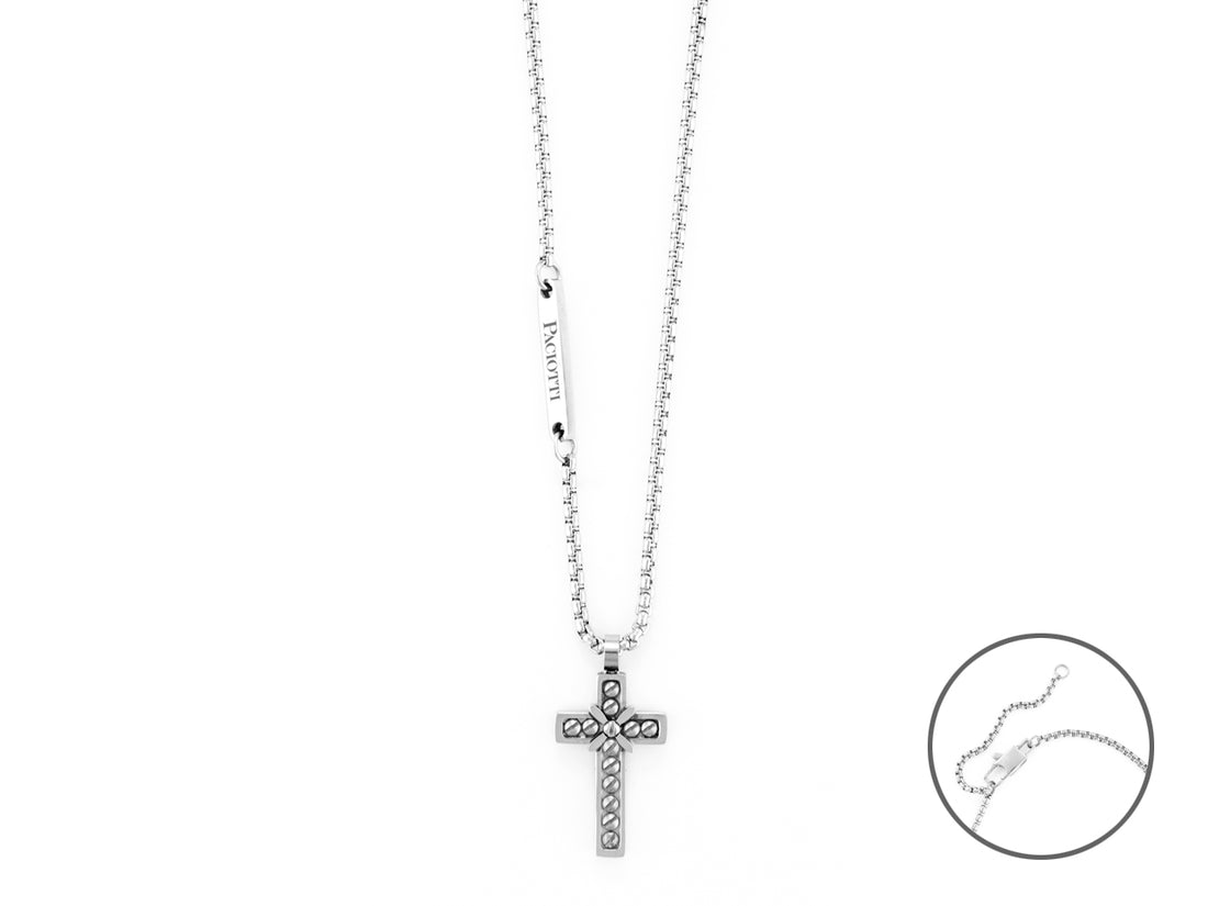 Collana Uomo 4US Cesare Paciotti Acciaio Croce Latina Satinata Viti 4UCL6128