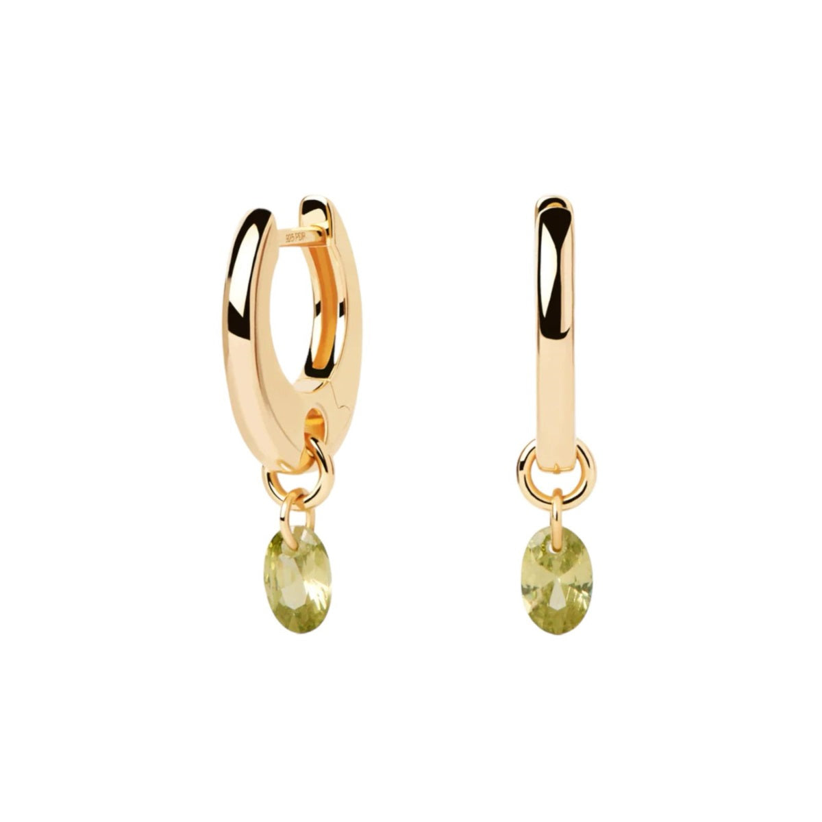Orecchini Donna PDPaola Argento Dorato 925 Con Zircone Verde  AR01-B91-U