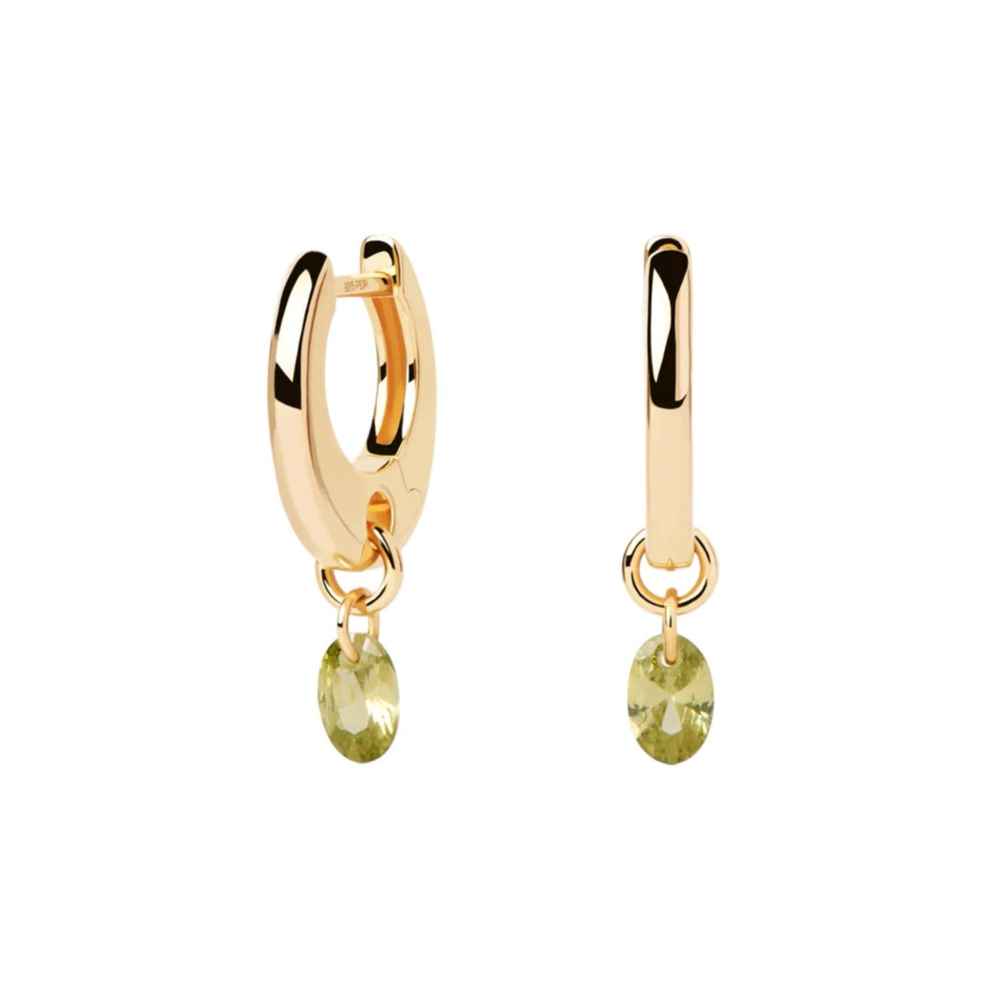 Orecchini Donna PDPaola Argento Dorato 925 Con Zircone Verde  AR01-B91-U