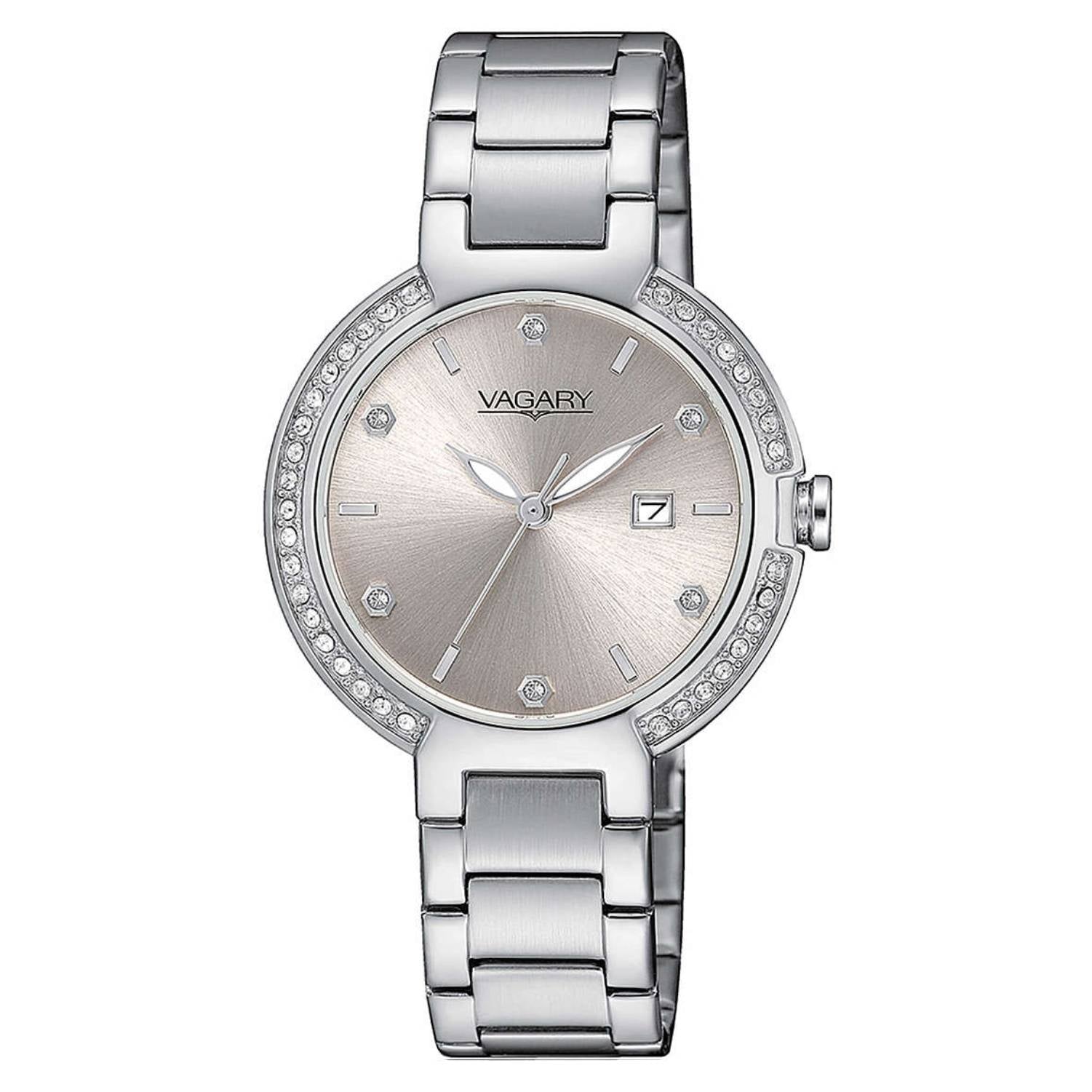 Orologio Donna Acciaio Vagary Quarzo Solo Tempo Tortora Zirconi IU2-511-91