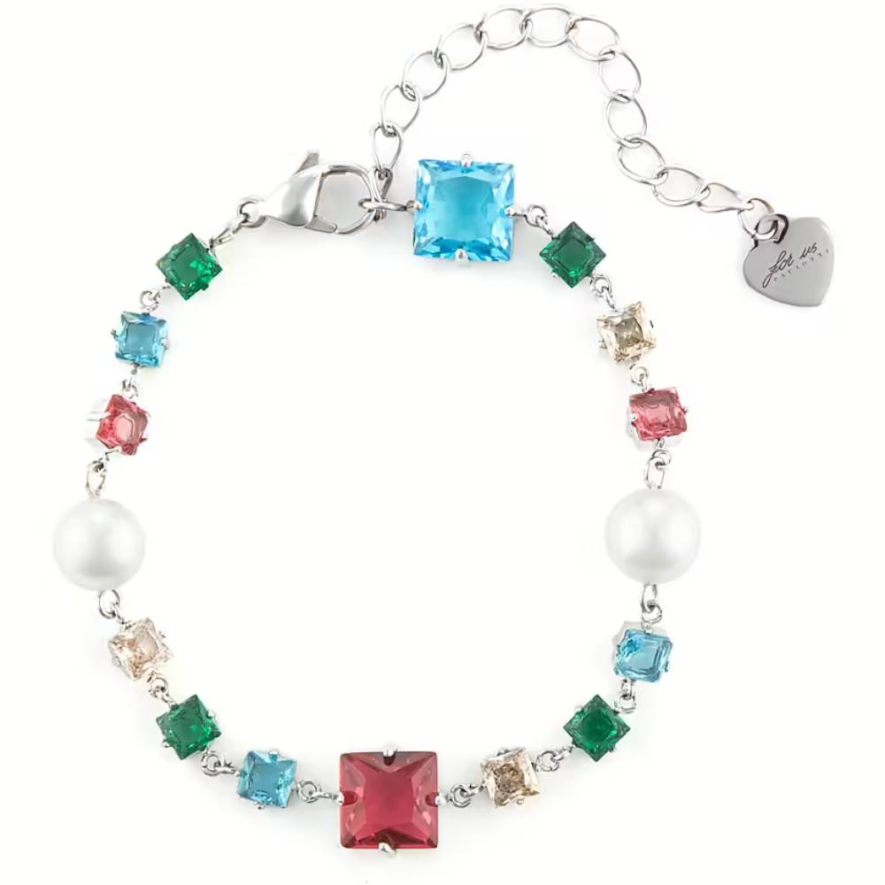 Bracciale Donna acciaio 4US cesare paciotti con pietre colorate e perle 4UBR6482W