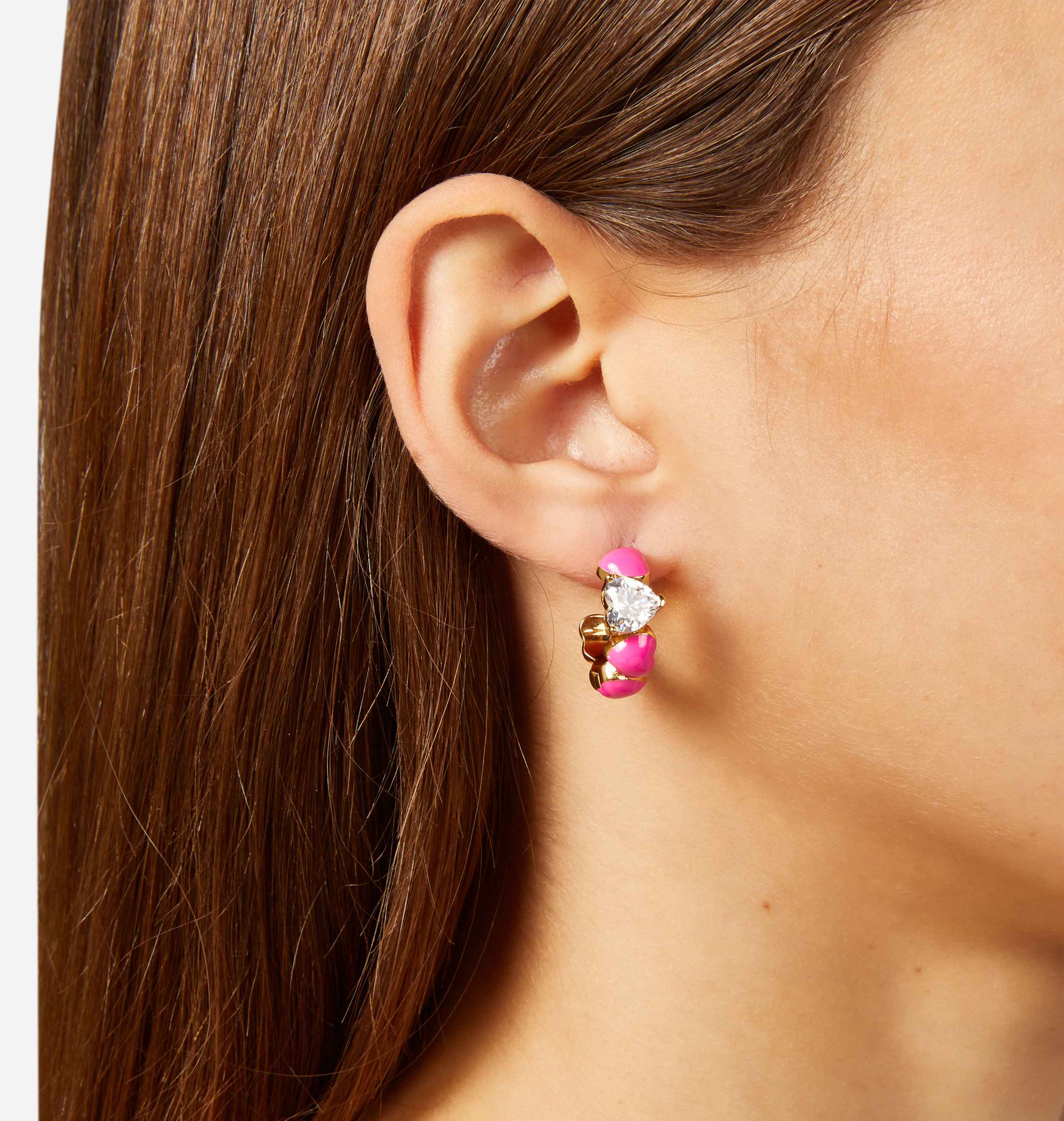 Orecchini Donna Chiara Ferragni Acciaio Dorato Cuoricino Smalto Rosa Zircone J19AWD05