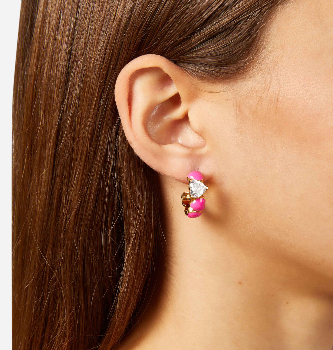 Orecchini Donna Chiara Ferragni Acciaio Dorato Cuoricino Smalto Rosa Zircone J19AWD05