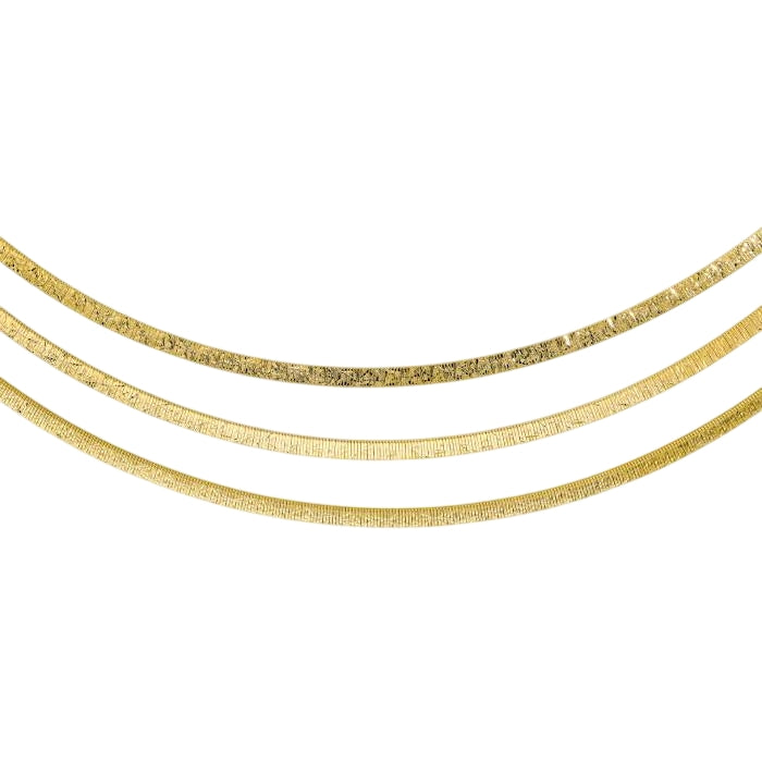 Collana Donna Etrusca Multifilo Lega Golden Placcata Oro Giallo 18 KT WSET00979
