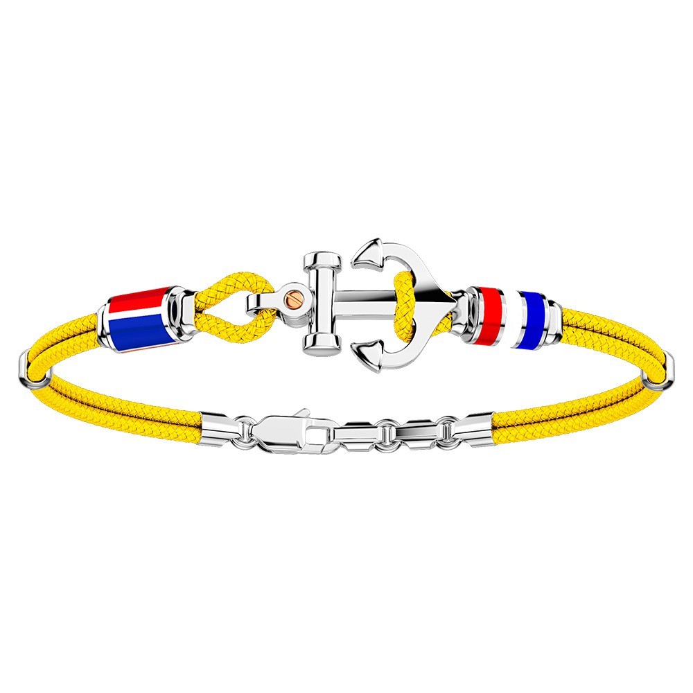 Bracciale Uomo Zancan Argento 925 Kevlar Giallo Smalto Bandiere Ancora EXB621R-GI