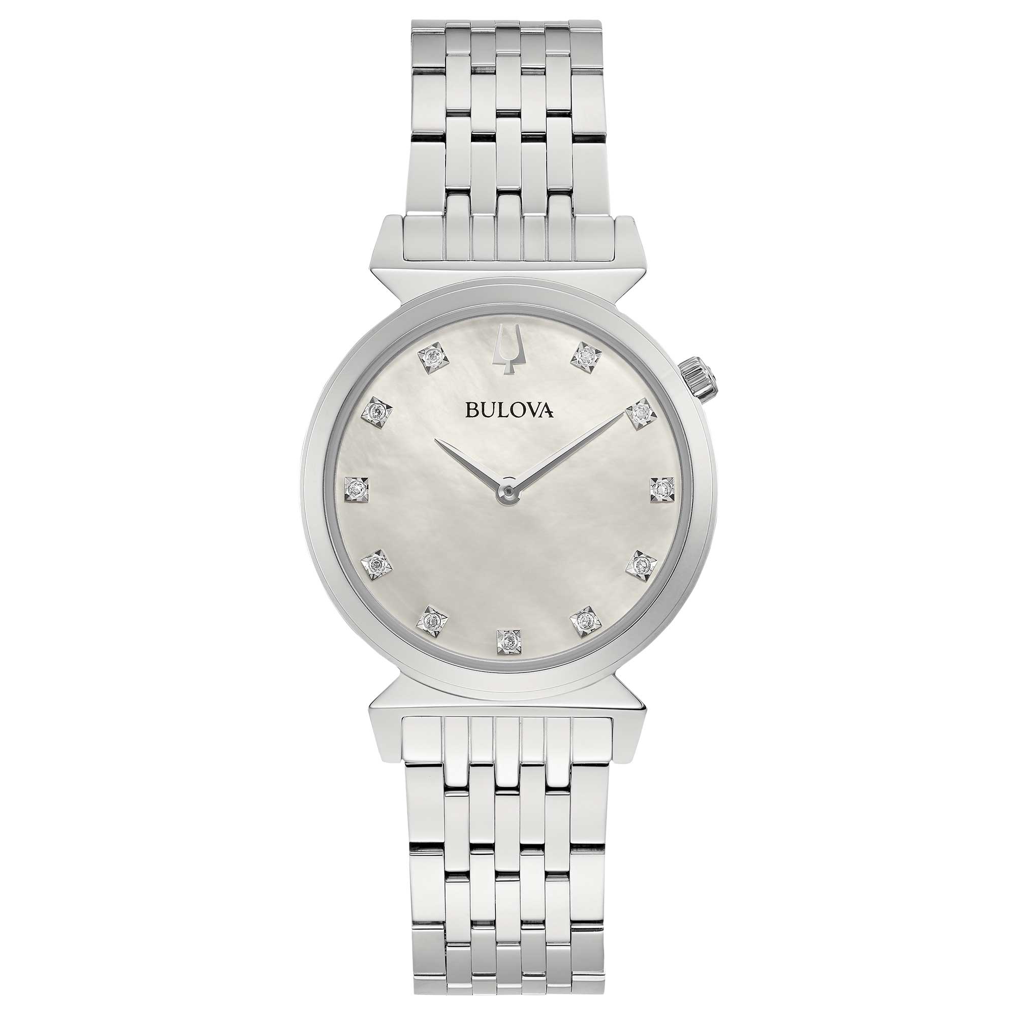 Orologio Donna Bulova Quarzo Solo Tempo Madreperla Diamanti 96P216