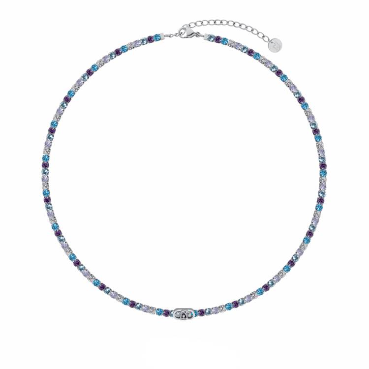 Collana Donna Liujo Tennis Acciaio Zirconi Multicolor Blu LJ3210