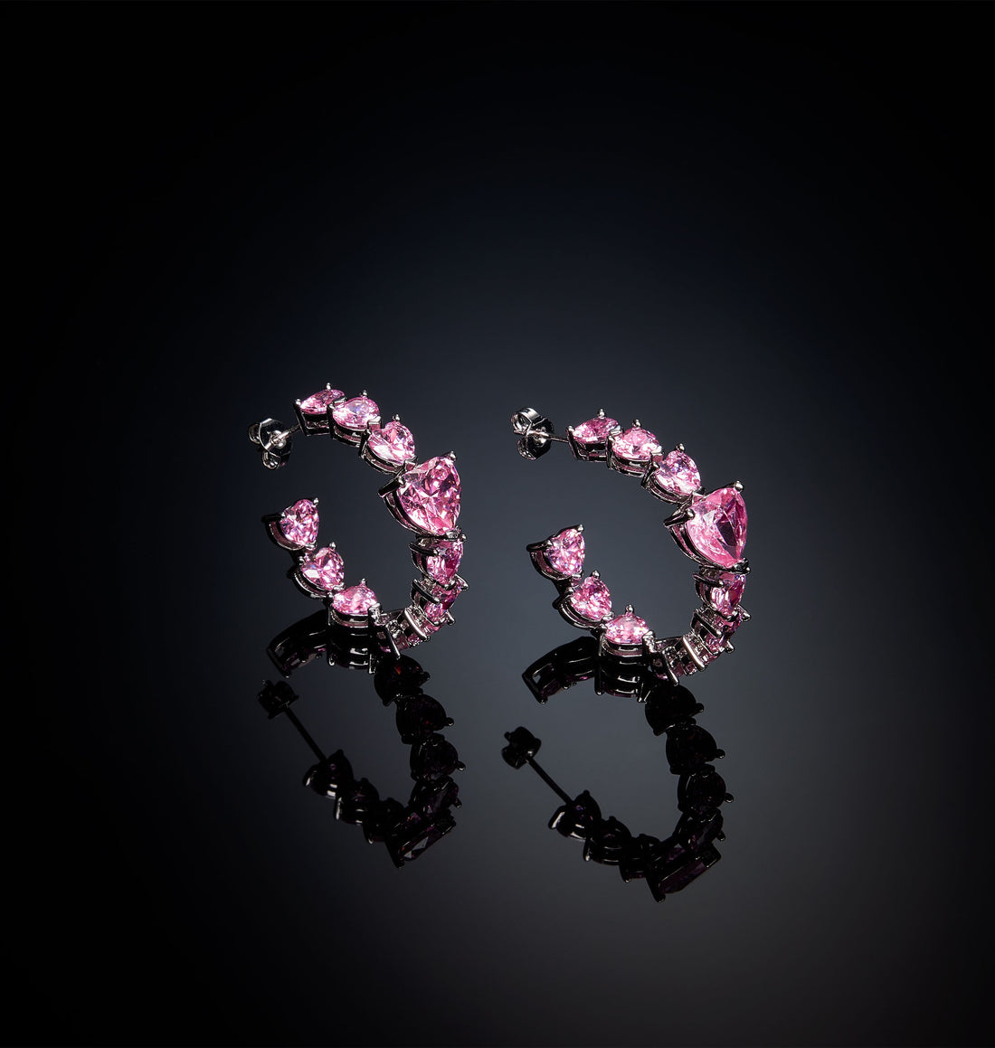 Orecchini Donna Chiara Ferragni Acciaio Zircone Rosa a forma di cuore