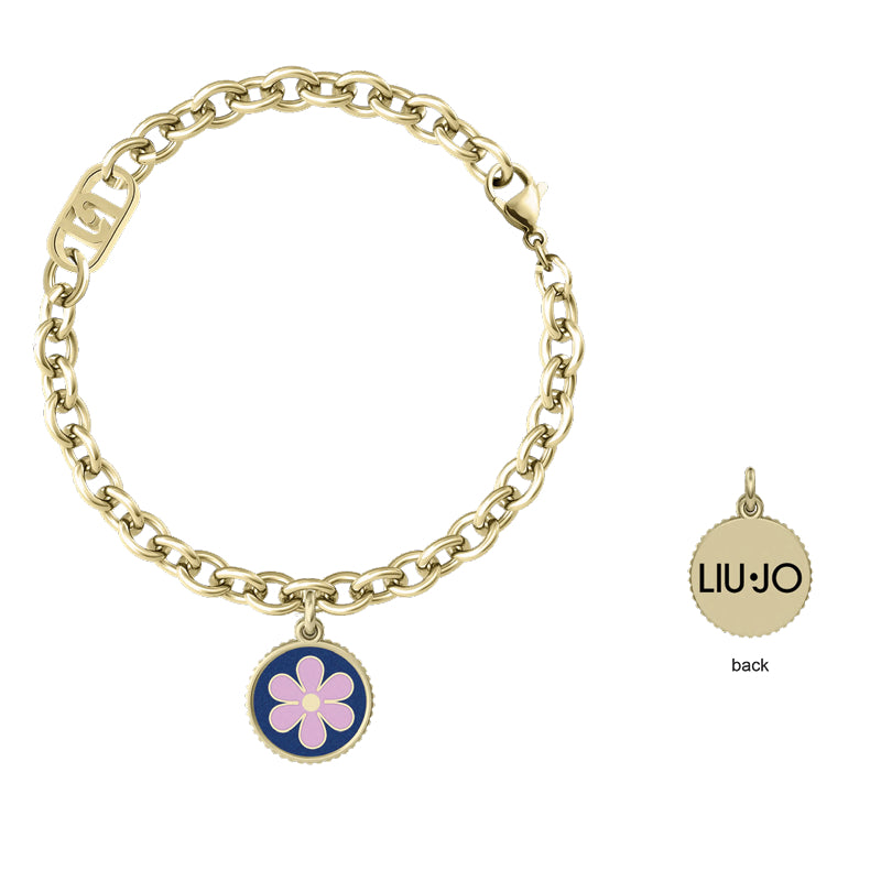Bracciale Donna Liu Jo Acciaio Dorato Fiore Rosa LJ3110