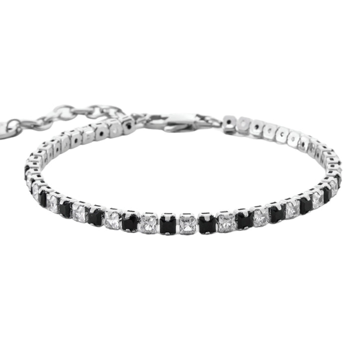 Bracciale Unisex 4US Cesare Paciotti Tennis Acciaio Zirconi Bianchi Neri 4UBR6977
