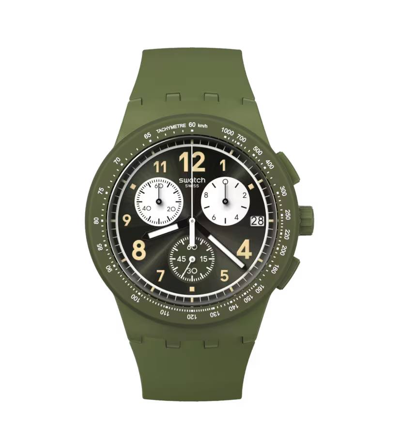 Orologio Unisex Swatch Nothing Basic About Green Quarzo Cronografo Data SUSG406