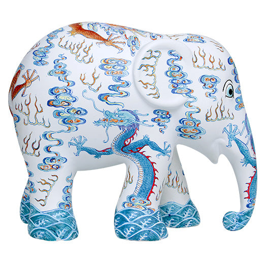 Scultura Elefante Onlylux Doucai Dragons 15 cm Ceramica Dipinto A Mano 8858831272668